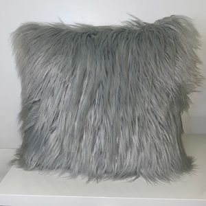 Gray Faux Fur Decorative Pillow